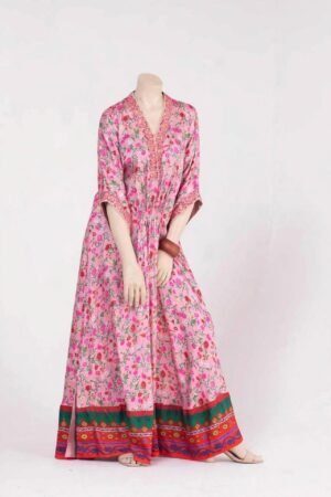 Symphonic Colours digital printed silk kaftan in silk fabric
