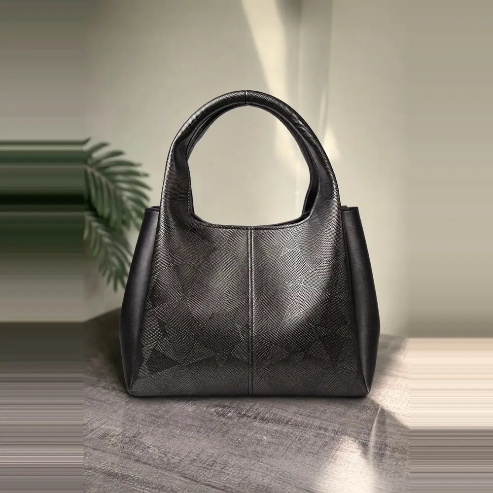 Geometric Embossed Tote Bag for Women | Top Handle Shoulder Bag