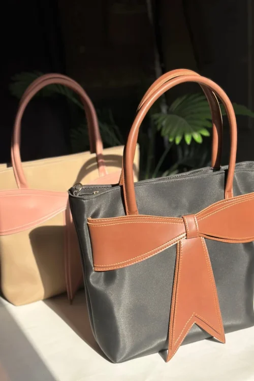 Classic bow tote bags duo - trendy handbags collection